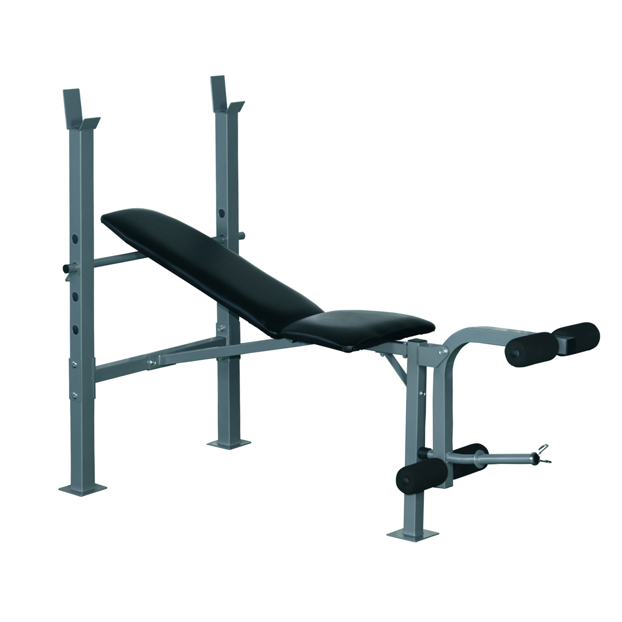 4-Levels Adjustable Weight Bench Fitness Equipment With Barbell Rack-Black
