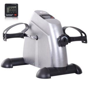 Mini Exercise Bike, Portable Pedal Exerciser, Under Desk Bike With LCD Display For Legs And Arms Training, Silver Tone