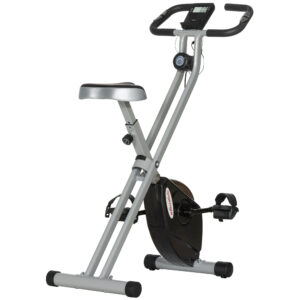 SPORTNOW Folding And Quiet Exercise Bike With 8-Level Magnetic Resistance And Heart Rate Sensor, For Home Gym, Black And Grey