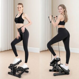 Mini Exercise Stepper With Resistance Bands And LCD Monitor Home Fitness Equipment