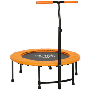 40" Fitness Trampoline With Adjustable Handle, Rebounder Trampoline, Mini Jumper For Indoor Exercise Workout, Orange